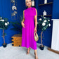 Joanna High Neck Bow Detail Midi Dress Orchid