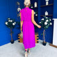 Joanna High Neck Bow Detail Midi Dress Orchid