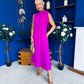 Joanna High Neck Bow Detail Midi Dress Orchid