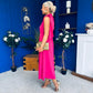 Joanna High Neck Bow Detail Midi Dress Fuchsia