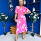 Molly Detailed Midi Dress Floral Pink