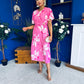 Molly Detailed Midi Dress Floral Pink