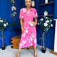 Molly Detailed Midi Dress Floral Pink