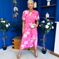 Molly Detailed Midi Dress Floral Pink