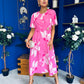 Molly Detailed Midi Dress Floral Pink