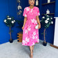 Molly Detailed Midi Dress Floral Pink