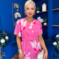Molly Detailed Midi Dress Floral Pink