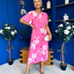 Molly Detailed Midi Dress Floral Pink