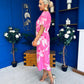 Molly Detailed Midi Dress Floral Pink