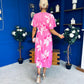 Molly Detailed Midi Dress Floral Pink