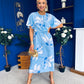 Molly Detailed Midi Dress Floral Blue
