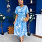 Molly Detailed Midi Dress Floral Blue