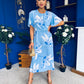 Molly Detailed Midi Dress Floral Blue
