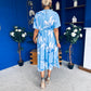 Molly Detailed Midi Dress Floral Blue