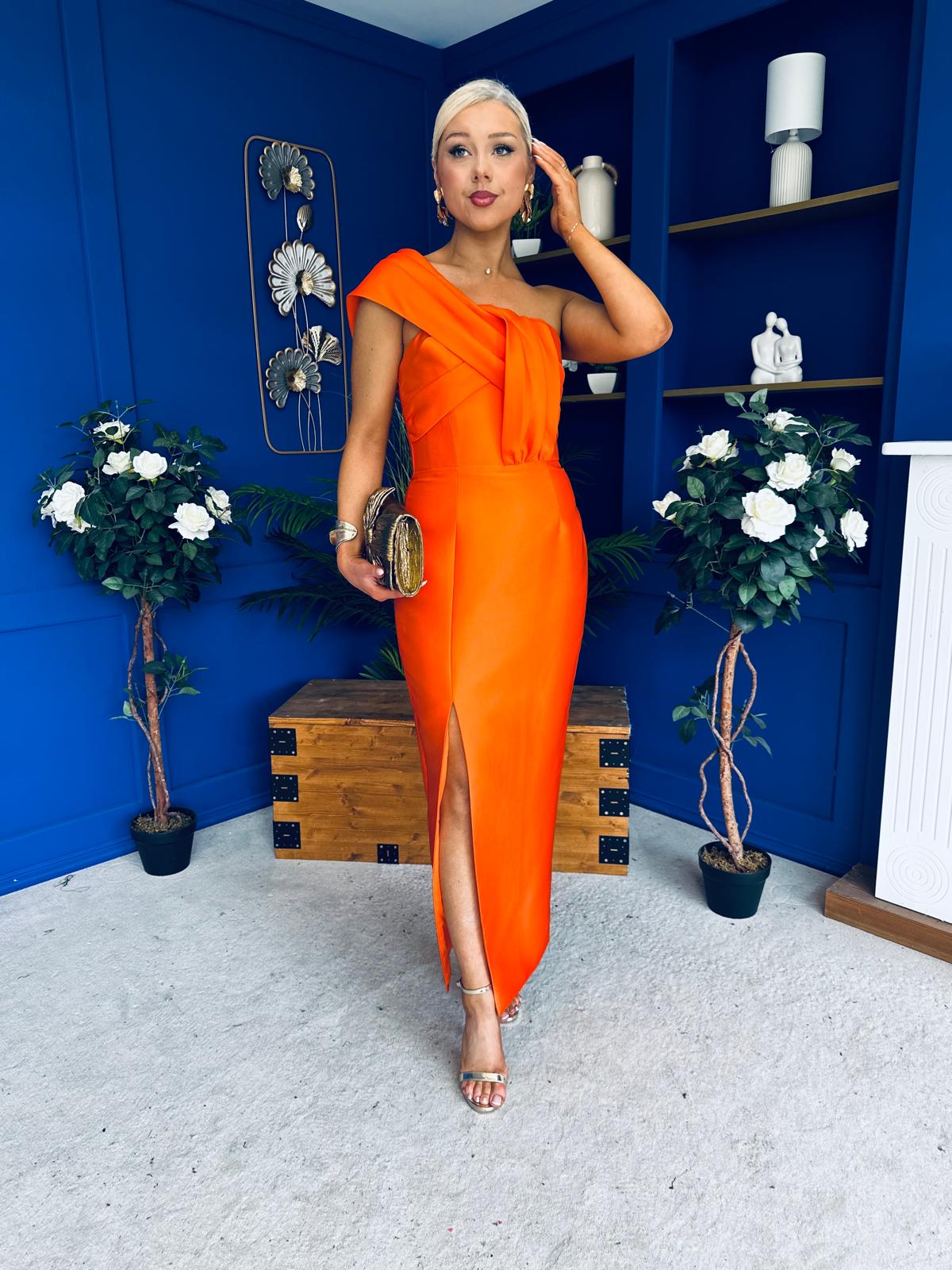 Sofia One Shoulder Occasion Dress Amber