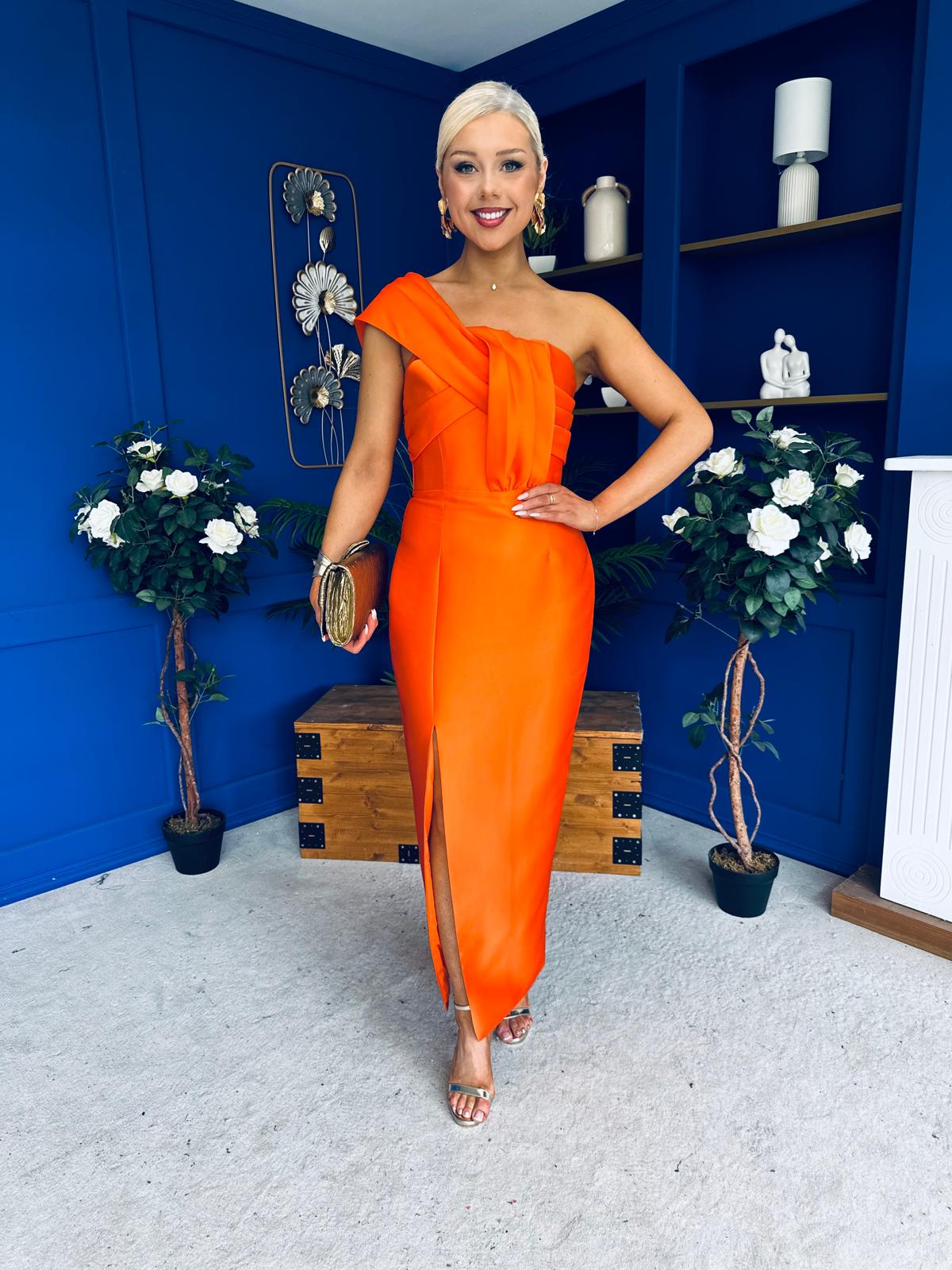 Sofia One Shoulder Occasion Dress Amber