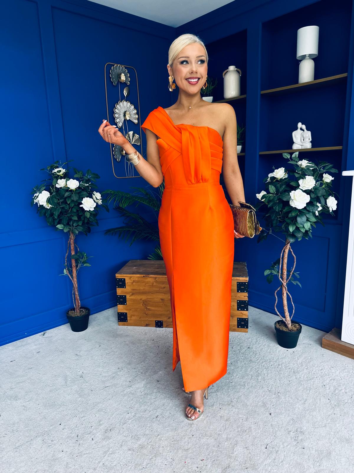 Sofia One Shoulder Occasion Dress Amber
