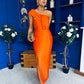 Sofia One Shoulder Occasion Dress Amber