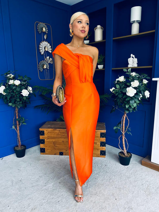 Sofia One Shoulder Occasion Dress Amber Pre Order 17 Mar