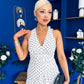 Cassia Layered Frill Midi Dress Polka White