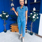 Marissa Short Sleeve Denim Jumpsuit Blue PRE ORDER Arriving 8 July
