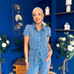 Marissa Short Sleeve Denim Jumpsuit Blue PRE ORDER Arriving 8 July