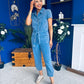 Marissa Short Sleeve Denim Jumpsuit Blue PRE ORDER Arriving 8 July