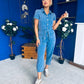 Marissa Short Sleeve Denim Jumpsuit Blue PRE ORDER Arriving 8 July