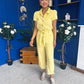 Marissa Short Sleeve Denim Jumpsuit Yellow