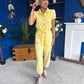Marissa Short Sleeve Denim Jumpsuit Yellow