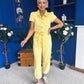 Marissa Short Sleeve Denim Jumpsuit Yellow