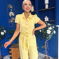 Marissa Short Sleeve Denim Jumpsuit Yellow