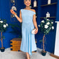 Nalani Pleated Drape Maxi Dress Pwr Blue