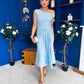 Nalani Pleated Drape Maxi Dress Pwr Blue