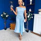 Nalani Pleated Drape Maxi Dress Pwr Blue