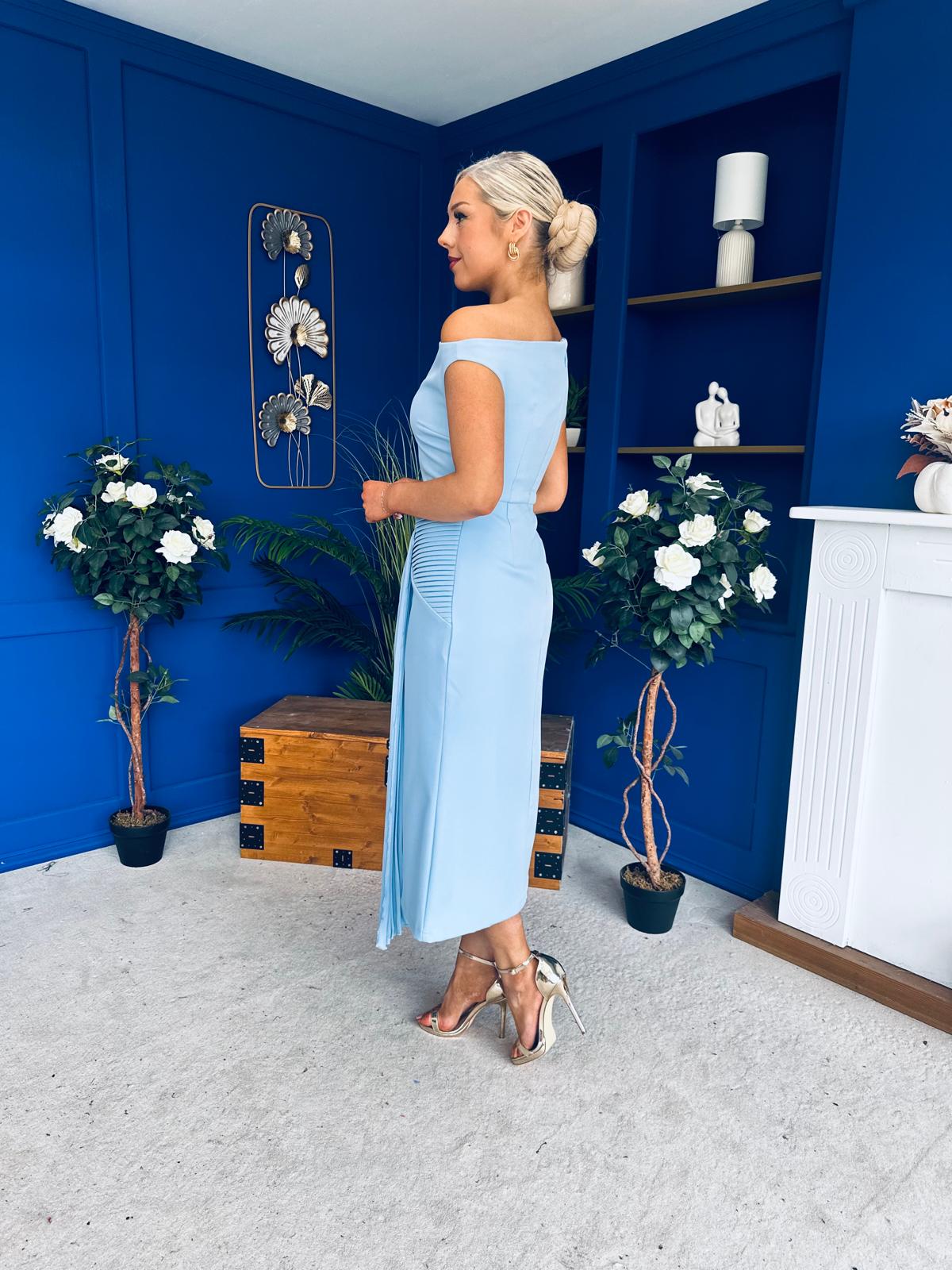Nalani Pleated Drape Maxi Dress Pwr Blue