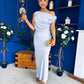 Demi Asymmetric Neckline Maxi Dress Pwr Blue
