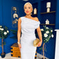 Demi Asymmetric Neckline Maxi Dress Pwr Blue