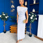 Demi Asymmetric Neckline Maxi Dress Pwr Blue