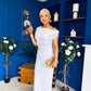 Demi Asymmetric Neckline Maxi Dress Pwr Blue