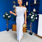 Demi Asymmetric Neckline Maxi Dress Pwr Blue