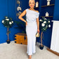 Demi Asymmetric Neckline Maxi Dress Pwr Blue