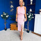 Elsie Lace Detail Satin Dress Pink