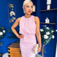 Elsie Lace Detail Satin Dress Pink