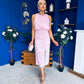 Elsie Lace Detail Satin Dress Pink