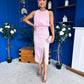 Elsie Lace Detail Satin Dress Pink