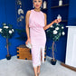 Elsie Lace Detail Satin Dress Pink