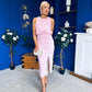 Elsie Lace Detail Satin Dress Pink