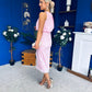 Elsie Lace Detail Satin Dress Pink