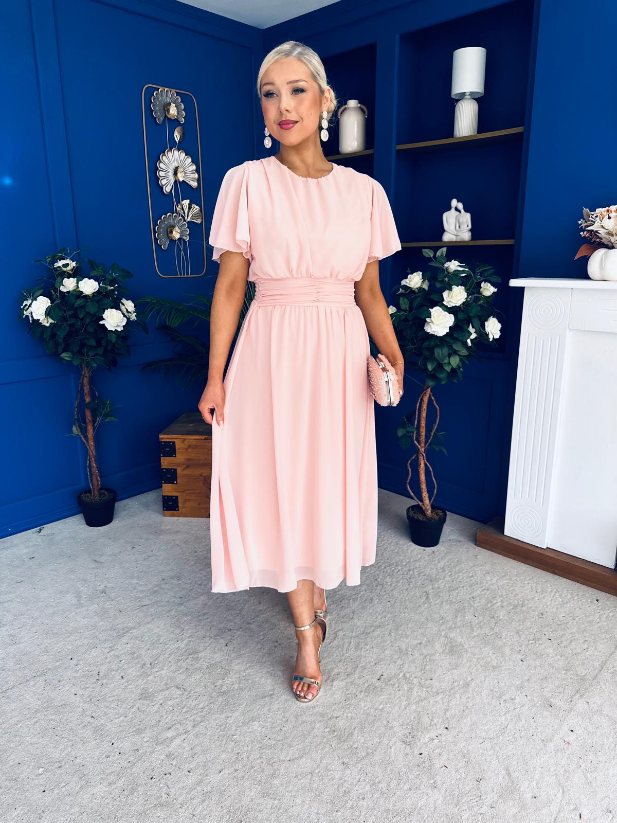 Aoibhinn Gathered Detail Midi Dress Pwr Pink